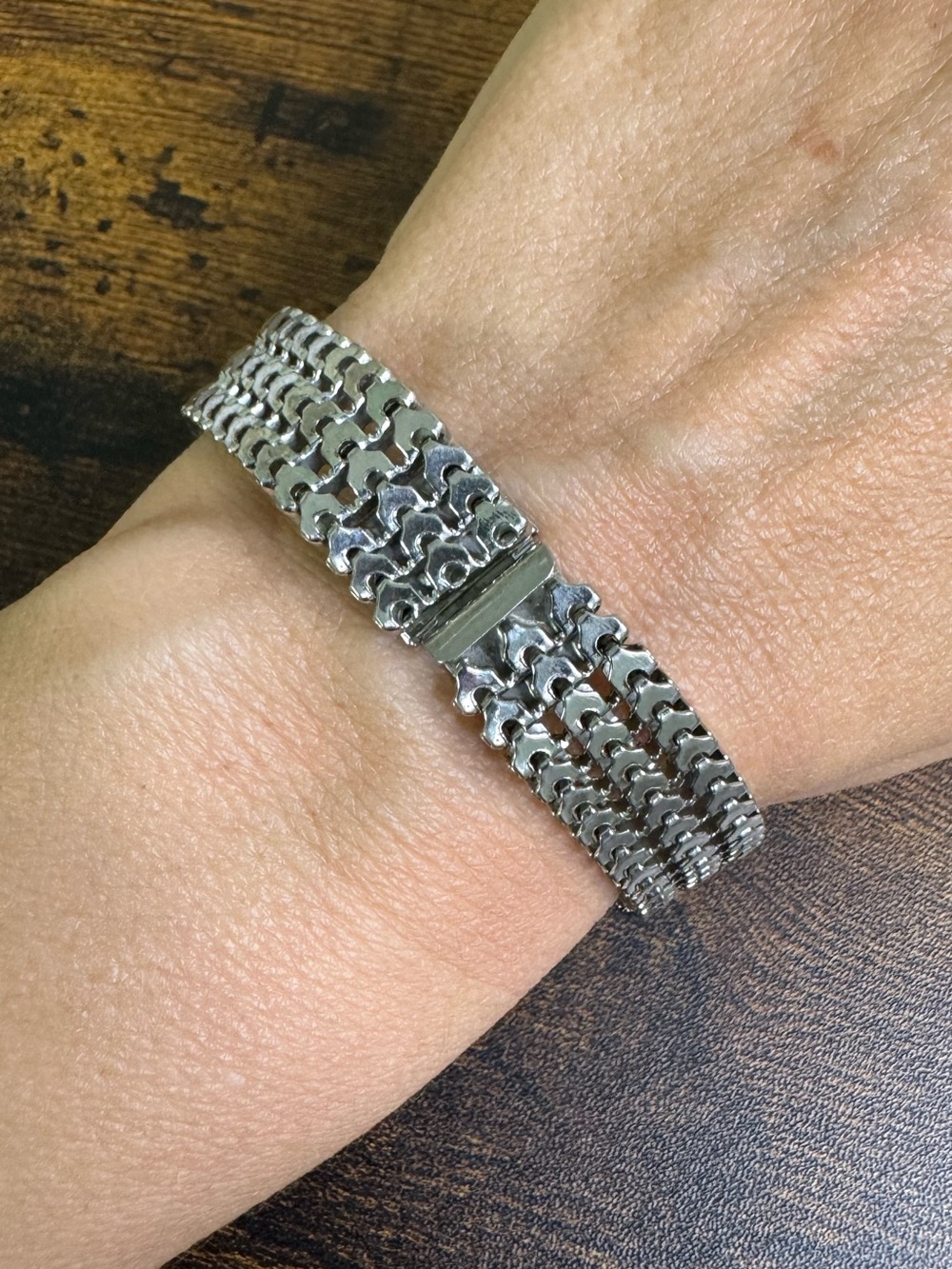Silver Tone Multi-Row Mesh Link Unisex Bracelet